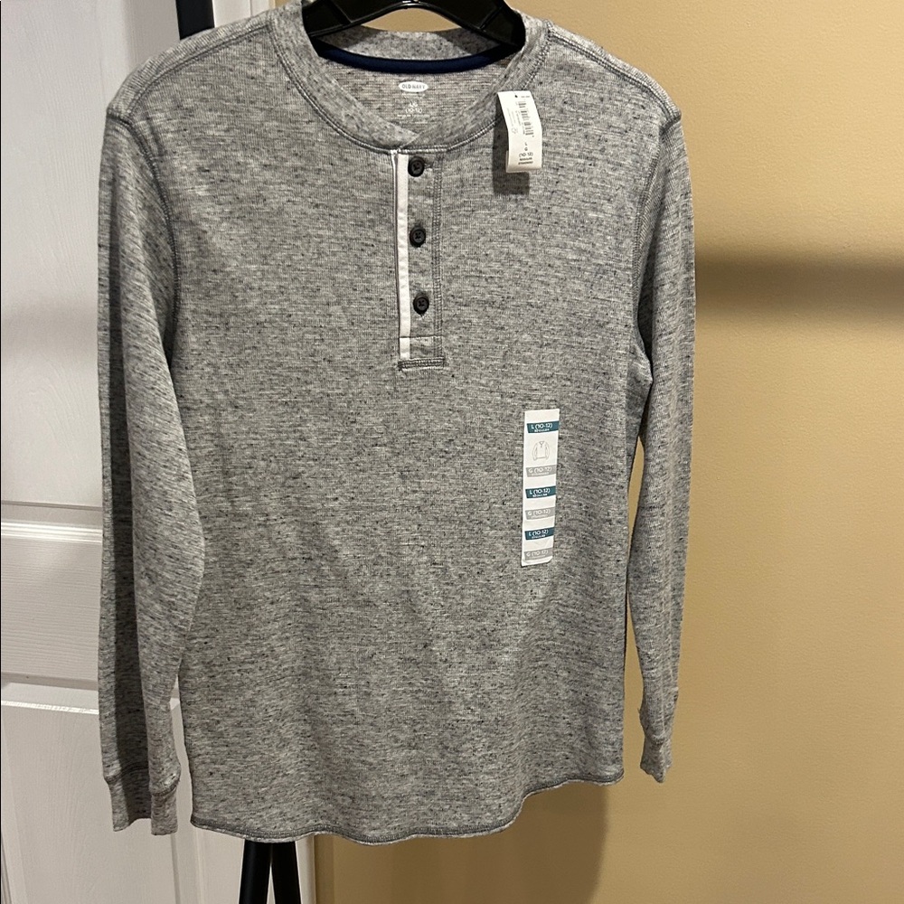 Boys Old Navy Heather Gray Long Sleeve Henley